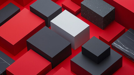 Poster - modern geometric shapes in red and black design
