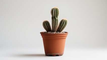 Poster - Cactus Plant in Terracotta Pot Isolated on White Background for Home Decor and Gardening Themes