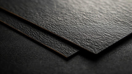 Poster - Textured black paper sheets stacked on dark surface