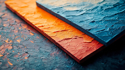 Poster - Textured surfaces in vibrant orange and blue colors
