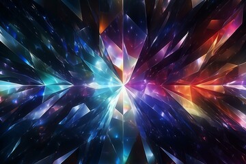 Poster - Abstract depiction of colorful light shards in a cosmic explosion