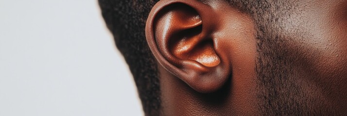 Aufkleber - Highlighting a clean and healthy ear of a black man, emphasizing the significance of good auditory health and the vital role of hearing in overall wellbeing