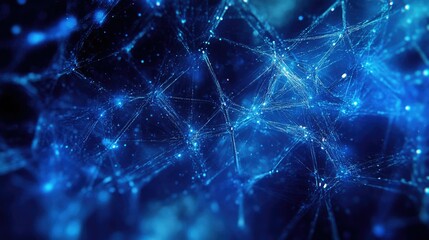 Poster - Conceptual image of interconnected data points in a cyber blue digital space