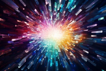 Poster - Vibrant beams of light radiate from a central point in a dazzling display