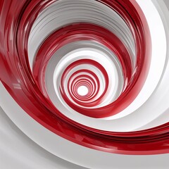 Wall Mural - A spiraling rectangle shape red and white on plain white background