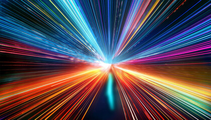 vibrant strands of light in a colorful array represent innovation and digital progress in modern technology