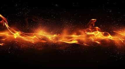Poster - abstract fire flames with glowing particles and embers creating a dynamic background for art and des