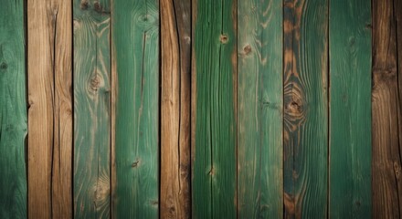 Poster - Vintage green wooden planks with natural grain patterns suitable for wallpaper or background use showcasing a rustic wood texture.