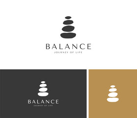 zen stone logo design with silhouette concept