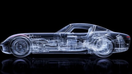 Poster - A fully transparent digital twin of a hybrid car revealing the internal mechanics and energy flow.