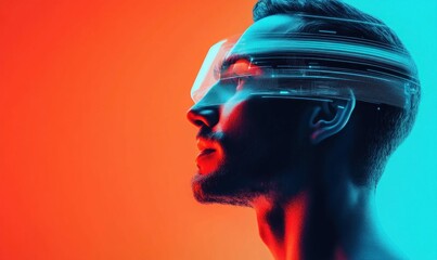 Poster - Futuristic Portrait with Augmented Reality Elements