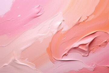 Poster - abstract pink and peach paint texture with flowing brush strokes for creative backgrounds and artist
