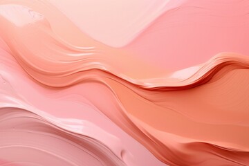 Poster - Abstract Pink and Peach Waves of Paint Capturing Fluid Motion in Soft Color Tones for Artistic Inspiration and Modern Design Projects