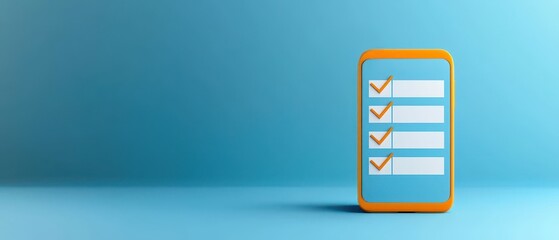Poster - A smartphone displaying a checklist on a blue background, symbolizing task management or organization.