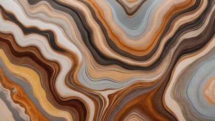 Wall Mural - Mesmerizing close-up of a marbled pattern showcasing harmonious earthy tones and fluid lines for artistic and design backgrounds.