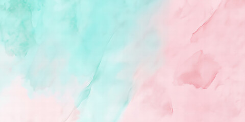 Wall Mural - Abstract Pastel Watercolor Background with Pink and Teal Gradien