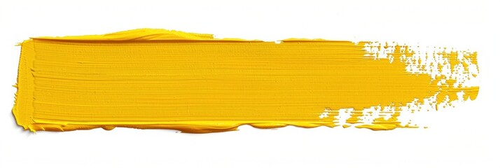 Poster - vivid yellow paint stroke on white background ideal for artistic projects, graphic designs, and crea