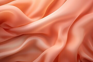 Poster - Soft and Flowing Peachy Silken Fabric with Elegant Drapery and Smooth Texture for Design and Background Use in Various Artistic Projects