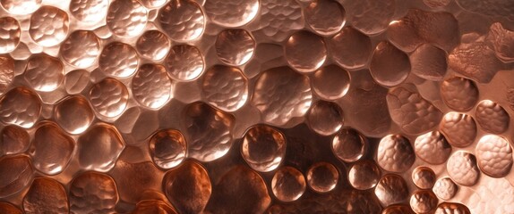 Poster - Textured Hammered Copper Surface with Shimmering Highlights and Unique Patterns