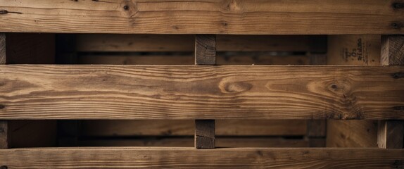 Poster - Close up view of an aged wooden crate showcasing the natural grain and texture of the wood emphasizing rustic charm and industrial design