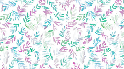 Wall Mural - Colorful Scattered Small Leaves Pattern on White Background