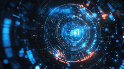Aufkleber - Abstract digital protection concept with a glowing transparent lock and blue data particles in the background