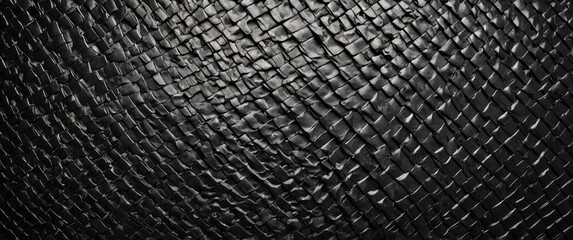 Poster - Woven black leather texture pattern background for stylish design and contemporary decor applications