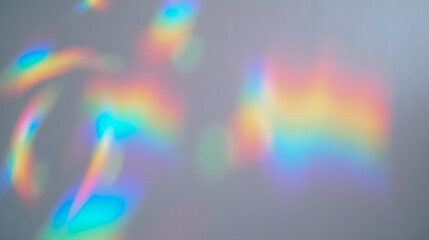 Poster - Colorful Light Reflections on White Surface Creating Abstract Art Patterns and Vibrant Shapes in a Soft Calm Atmosphere