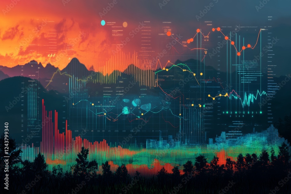 innovative data visualization of climate change impact, with graphs ...