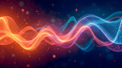 Aufkleber - Vibrant abstract wave patterns with luminous particles creating a dynamic and ethereal background for digital compositions