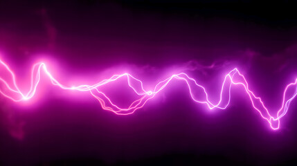 Poster - Vibrant Purple Lightning Bolt Background with Electric Energy Pulsating through Dark Space for Creative Design and Digital Art Projects
