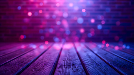 Poster - Colorful Abstract Background with Bokeh Lights and Wooden Floor for Creative and Artistic Projects