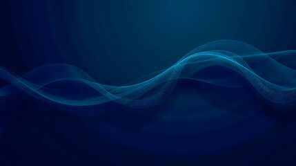 Poster - Abstract Blue Waves of Light Gradient Background Design with Smooth Flowing Lines and Soft Glittering Effect in Dark Environment