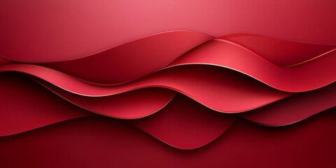 Poster - Abstract Background, Flowing Red Lines, Dynamic Curves, Minimalist Design, Vector Illustration