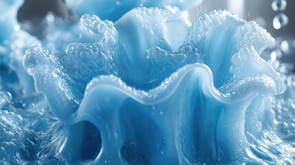 Poster - Abstract Blue Liquid Wave Bubbles Texture