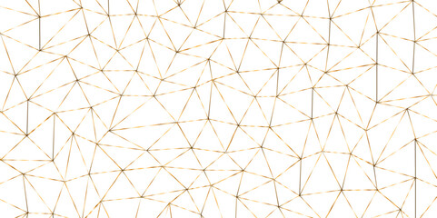 Leinwandbilder - Geometric low poly graphic. Background of triangular facets. editable stroke width, golden gradient abstract triangle seamless pattern from network triangular cells, wallpaper background design.	