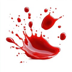 Poster - set of dynamic red drops and splashes captured in motion for artistic and creative projects
