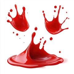 Poster - Vibrant Red Paint Drops Splashing and Droplets Creating Dynamic Patterns in a Bright Composition