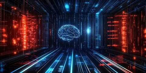 Poster - Explore an innovative and dynamic digital backdrop that is perfect for effectively showcasing advanced tech processes, intricate neural networks, and the latest AI innovations in various fields