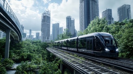 Poster - Urban transport innovation economic windfall development in a green city landscape futuristic views of sustainable growth