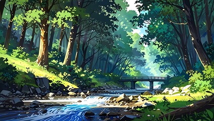 Serene Forest Stream for Business: A Refreshing Natural Environment