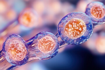 Poster - detailed close-up of embryonic cells in vibrant colors illustrating cell structure and development s
