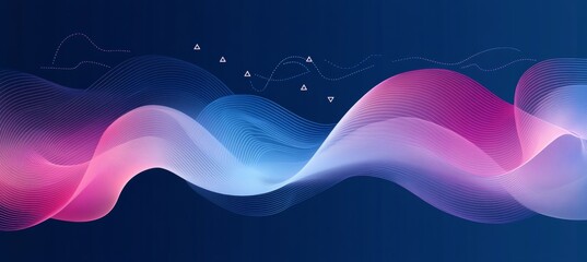 Poster - Dynamic Financial Chart With Multiple Curved Lines, Pink, Blue, And White On Dark Background