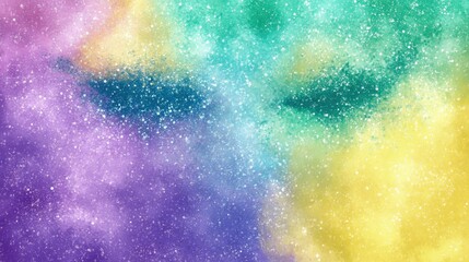 Poster - Vibrant Abstract Watercolor Background for Mardi Gras Celebrations and Festive Events with Colorful Splashes and Glowing Elements
