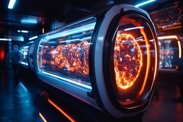 Poster - A futuristic bioengineering lab growing synthetic organs in a controlled environment