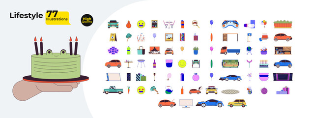 Fototapete - lifestyle cartoon flat illustrations mega bundle. various purposes and situations demonstrating item