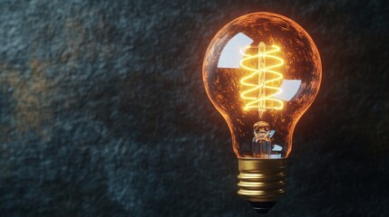 Aufkleber - Vintage style light bulb glowing against a textured dark background during evening hours. Generative AI