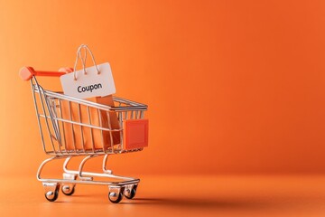 Poster - A minimalistic shopping cart icon with a floating 