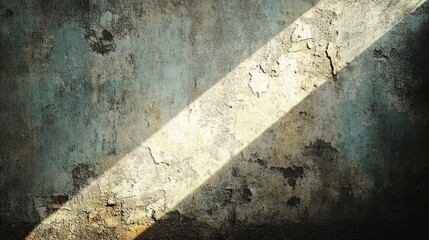 Aufkleber - Sunlight streaming through cracks in an old textured wall in an abandoned space during daylight. Generative AI
