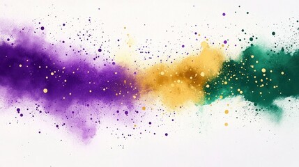 Poster - Vibrant Watercolor Abstract Background for Mardi Gras Celebrations with Purple, Gold, and Green Splashes